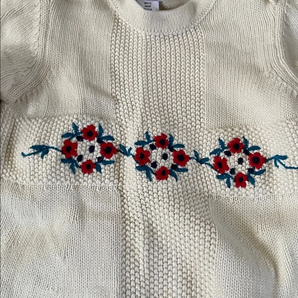 Hanna Andersson Cream Dress with Red Floral Design